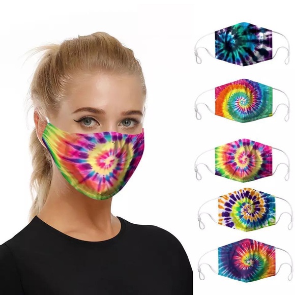 Magenta Collection Tie-Dye Print Polyester Masks with filter pocket - Picture 1 of 10